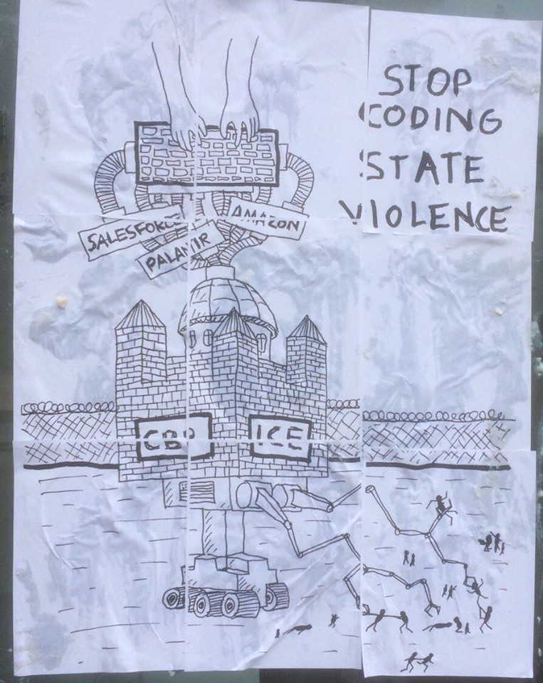 A poster saying 'Stop coding state violence'